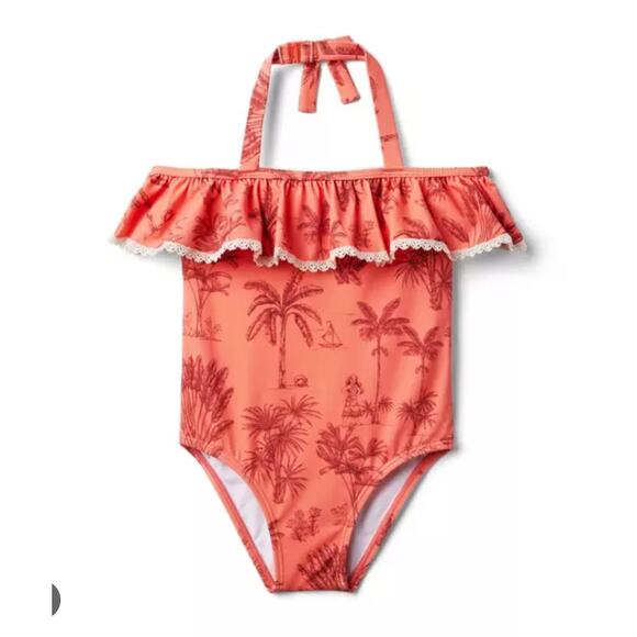 Janie & Jack Disney Moana Size 18-24 Month Palm Toile Toddler Girl's Swimsuit - Picture 1 of 8